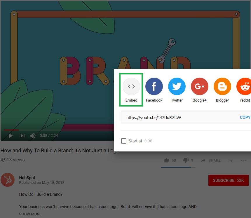 embed youtube video