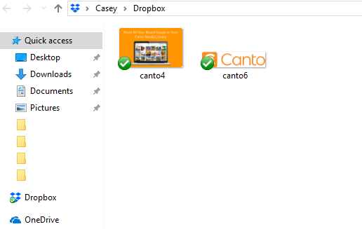 Ein Screenshot von Dateien innerhalb eines Dropbox-Systems.