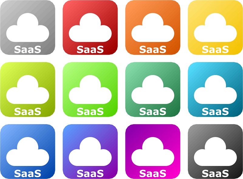 Ein Screenshot von zwölf SaaS-Cloud-Logos in verschiedenen Farben.