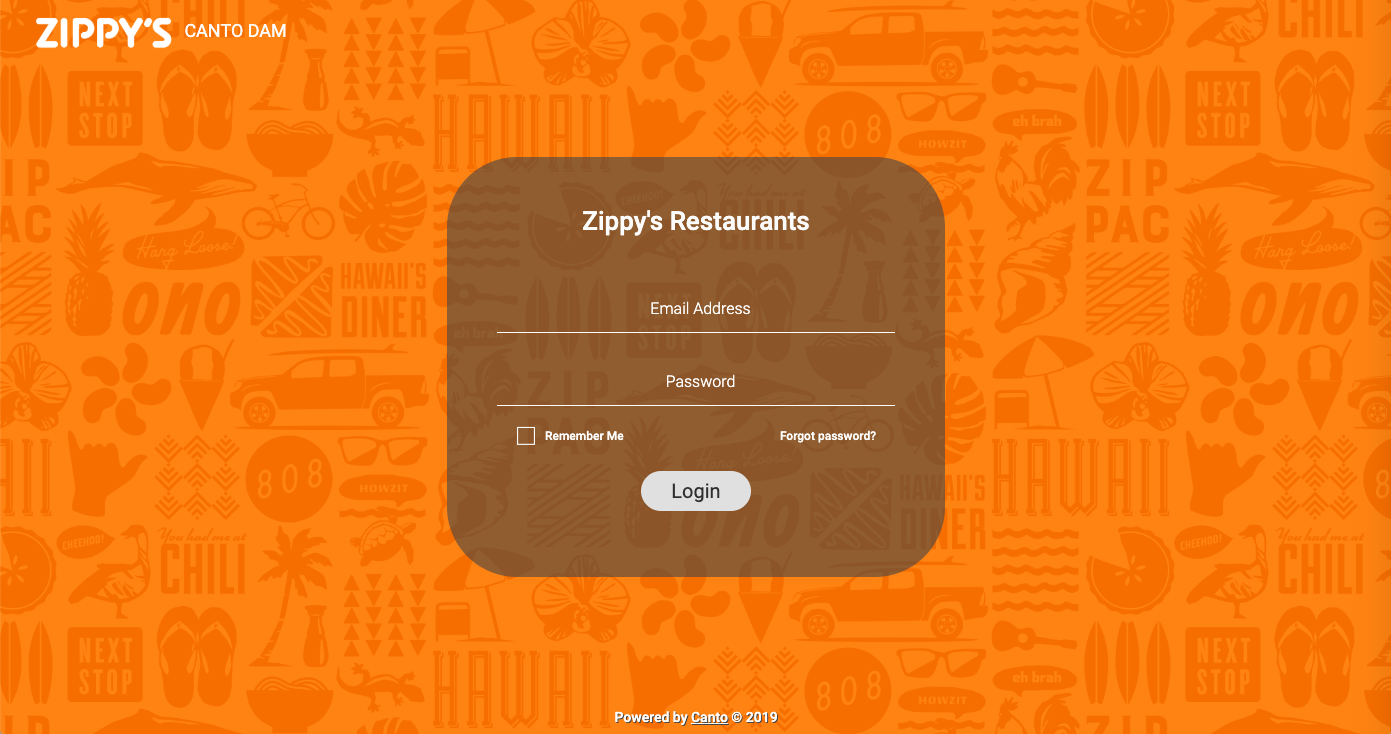 The login screen of Zippy's