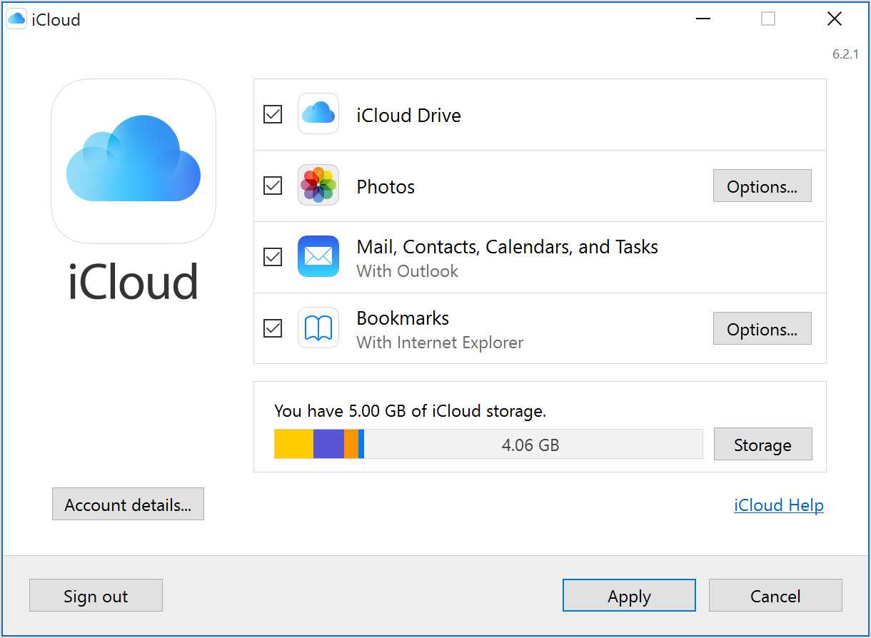 A screenshot of the iCloud setup.