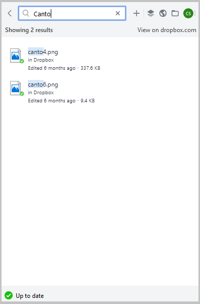 Die Suchfunktion der Dropbox-Benutzeroberfläche, sie ist wichtig für den Dropbox Cloud-Speicher.