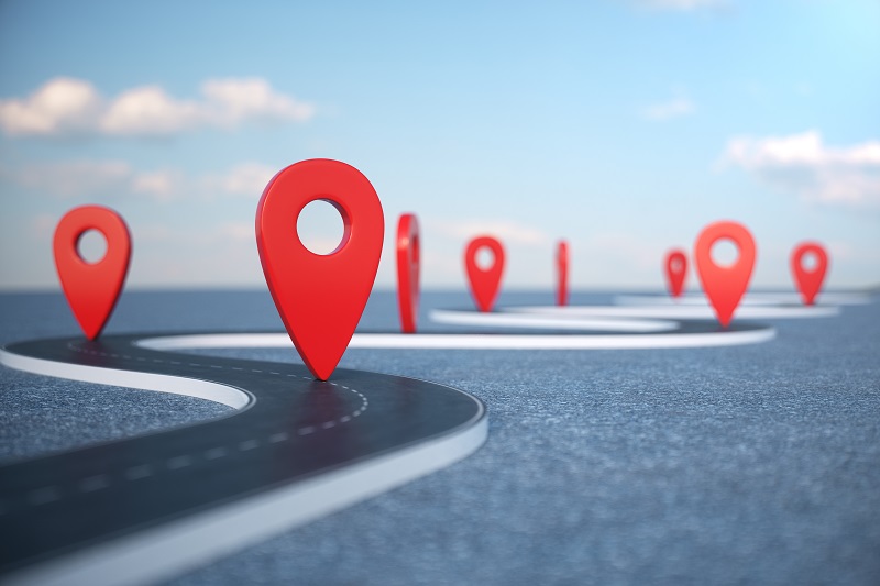 Abbildung der GPS-Koordinaten, die den Verlauf einer Straße kartieren.