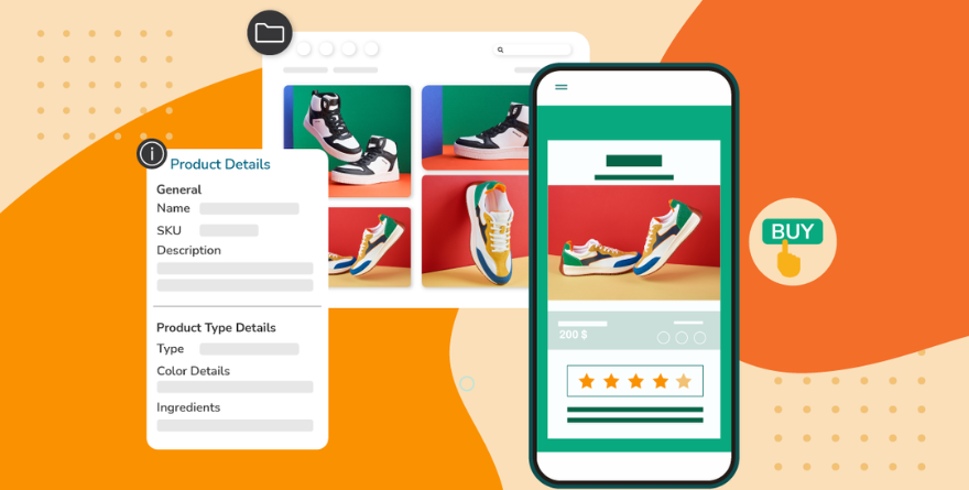 Abbildungen von Schuhen, die über die PIM System Funktionen auch über einen mobilen Webshop angezeigt werden.
