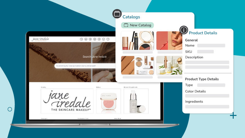 Bilder und Produkte einer Make-up-Marke in mittels PIM System Funktionen organisiert.